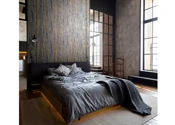 tapet decorativa gri inchis cu detalii bronz marburg city romance