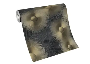 tapet living negru auriu elle decoration