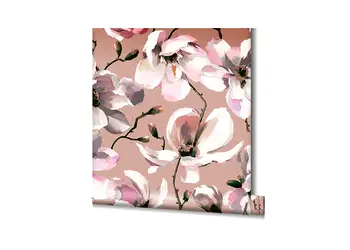 tapet floral bej cu magnolii marburg kyoto 47465