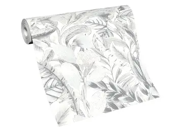 tapet gri cu model floral bogat erismann