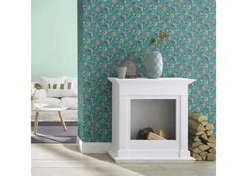 tapet turcoaz floral rasch 466713