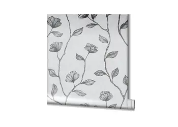 tapet gri cu flori gri argintiu