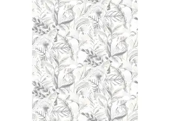 tapet gri cu model floral bogat erismann