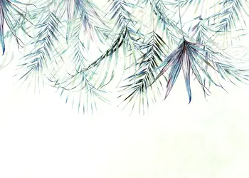 fototapet alb cu frunze komar palm spring