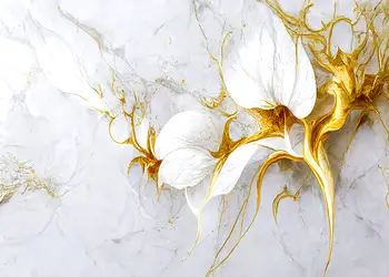 tapet living imitatie marmura gri cu detalii bej auriu