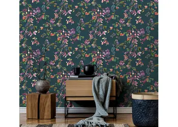 tapet verde cu model floral colorat marburg kyoto 47454