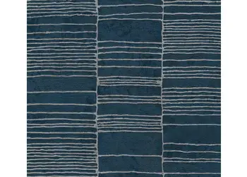 tapet modern albastru inchis cu model geometric argintiu aurum 57404