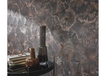 tapet modern gri maro cu flori stilizate