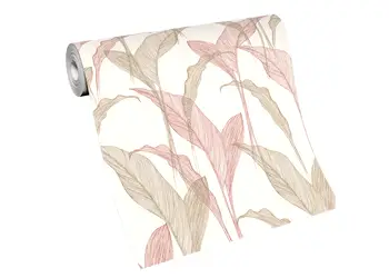 tapet ivoire cu frunze bej si roz erismann elle decoration 1020705
