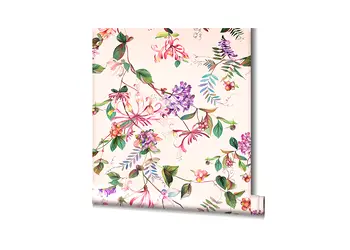 tapet roz pal cu model floral colorat marburg kyoto 47457