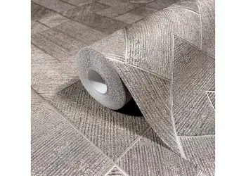 tapet taupe cu model geometric