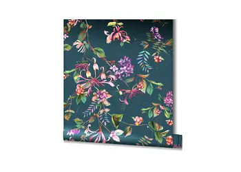 tapet verde cu model floral colorat marburg kyoto 47454