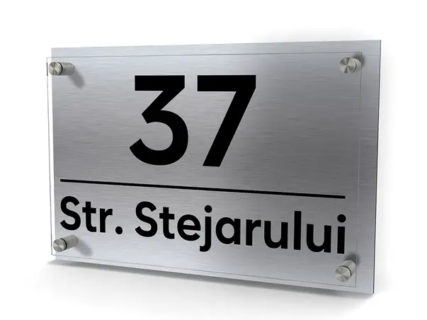 1. Placuta din doua bucati dibond plexiglass adresa si numare simulare 1