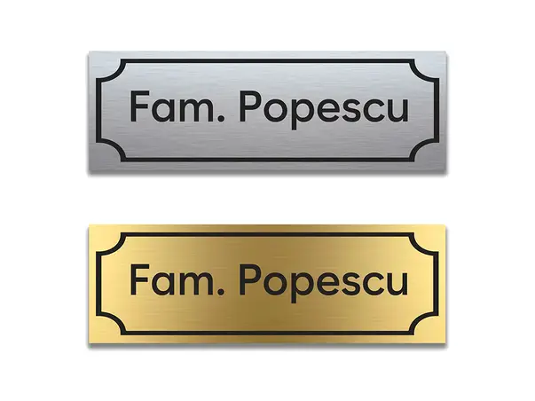 1. Placuta usa intrare nume familie dibond gravat 15x5 cm diverse dimensiuni simulare