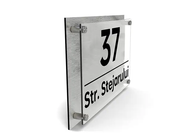 2. Placuta din doua bucati dibond plexiglass adresa si numare simulare 2