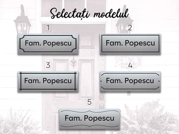 2. Placuta usa intrare nume familie dibond gravat 15x5 cm diverse dimensiuni simulare 2