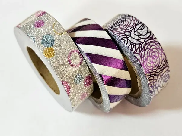 3 benzi washi tape mov metalic