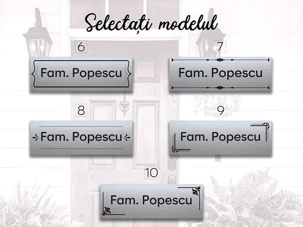 3. Placuta usa intrare nume familie dibond gravat 15x5 cm diverse dimensiuni simulare 3