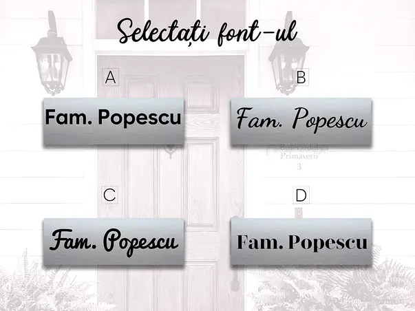 4. Placuta usa intrare nume familie dibond gravat 15x5 cm diverse dimensiuni simulare 4