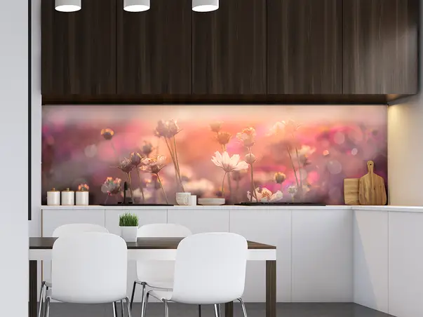 Autocolant bucatarie camp de flori cosmos 3