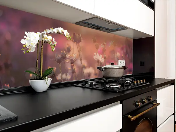 Autocolant bucatarie camp de flori cosmos 5