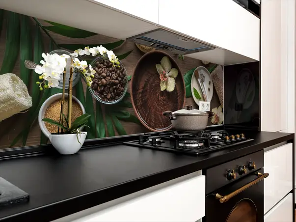 Autocolant bucatarie model cafea frunze 1