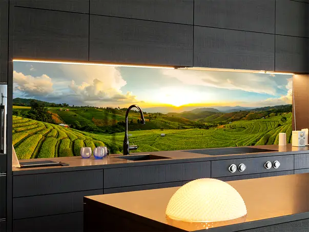 Autocolant bucatarie model peisaj apus 2