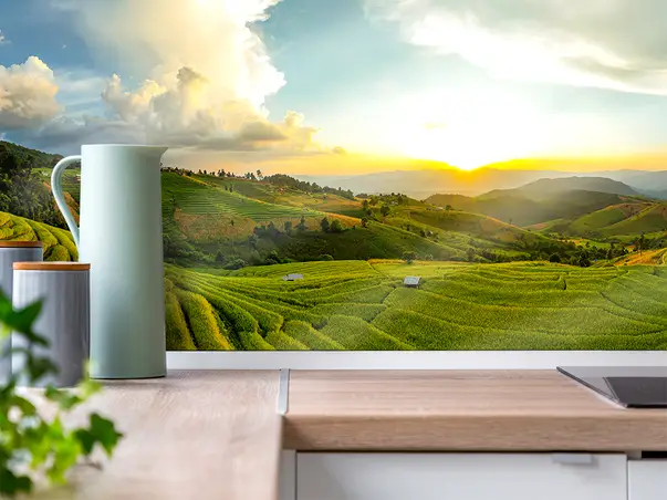 Autocolant bucatarie model peisaj apus 3