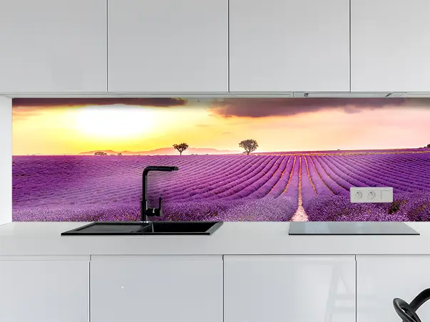 Autocolant bucatarie model peisaj floral mov 5