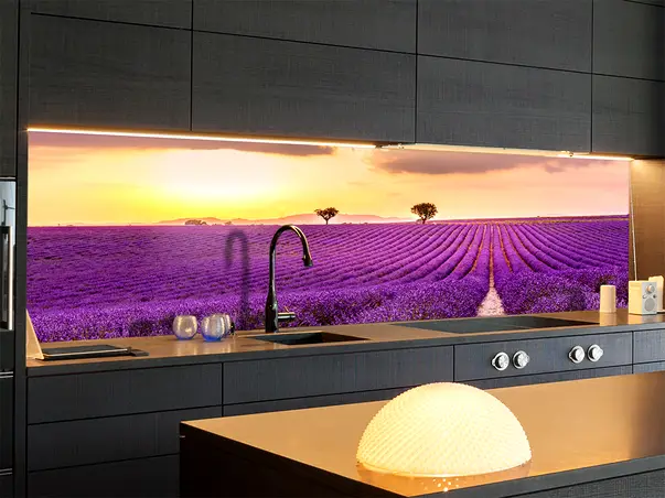 Autocolant bucatarie model peisaj floral mov 6