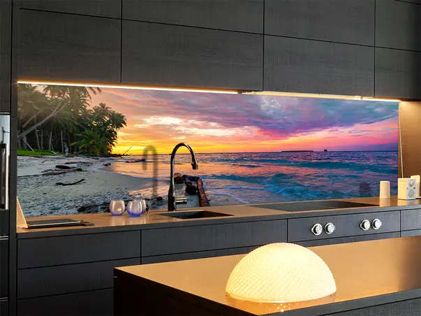 Autocolant bucatarie model plaja exotica 1