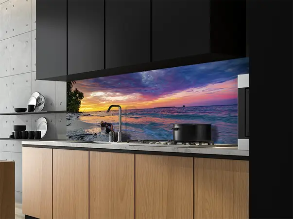 Autocolant bucatarie model plaja exotica 2