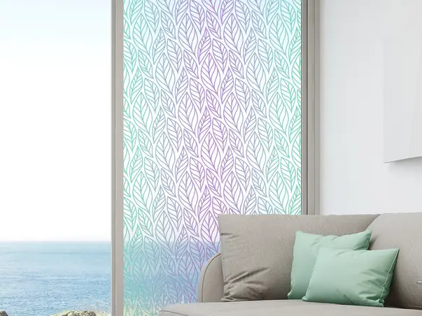 Autocolant decorativ model frunze verzi mov v6