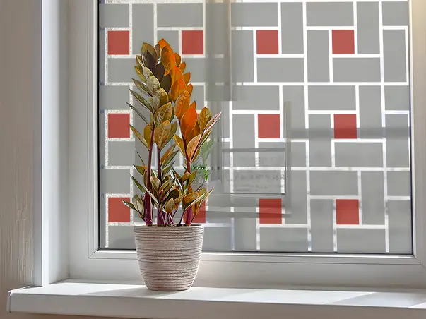 Autocolant decorativ model geometric gri caramiziu 3