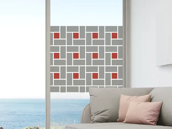 Autocolant decorativ model geometric gri caramiziu 4