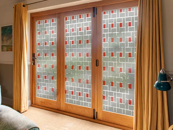 Autocolant decorativ model geometric gri caramiziu 5