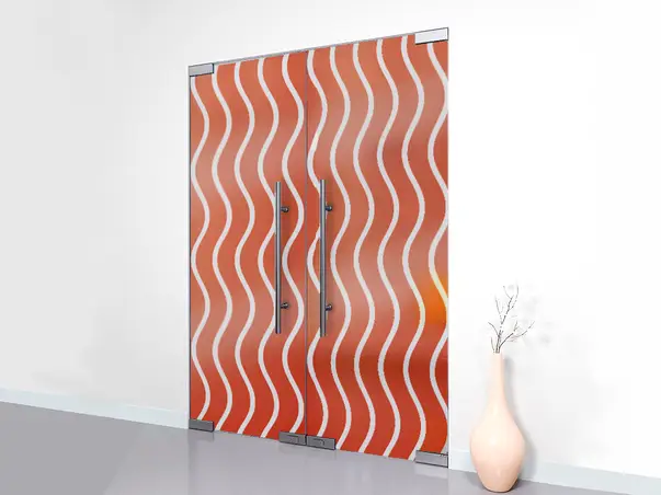 Autocolant decorativ model oranj alb valuri x3