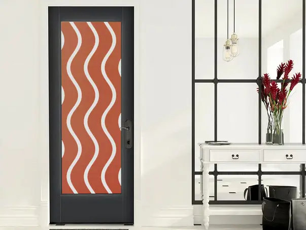 Autocolant decorativ model oranj alb valuri x44