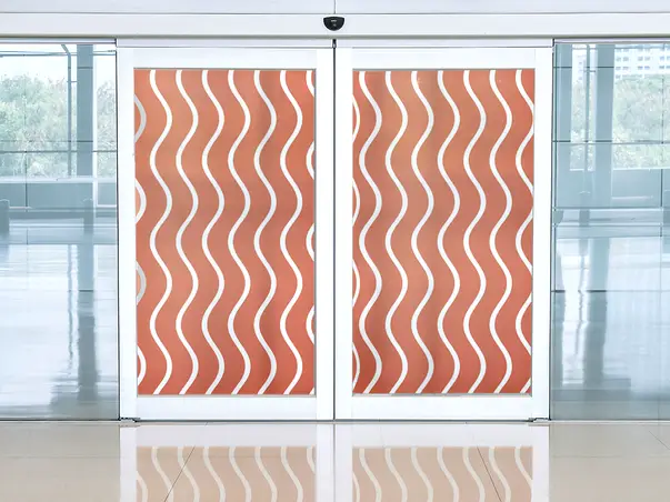 Autocolant decorativ model oranj alb valuri x5