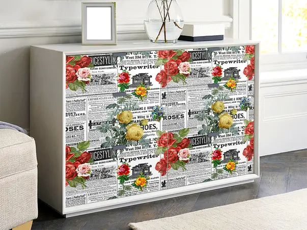 Autocolant mobila model ziare cu flori v11 1