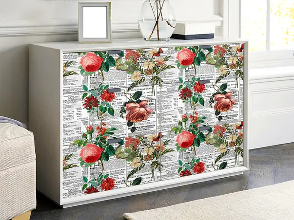 Autocolant mobila model ziare cu flori v12 1