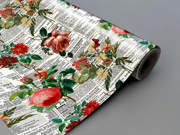 Autocolant mobila model ziare cu flori v12 4