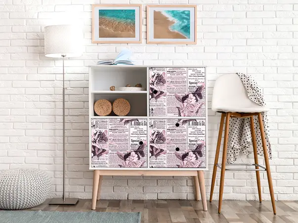 Autocolant mobila model ziare cu flori v2 2