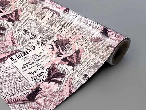 Autocolant mobila model ziare cu flori v2 4