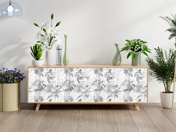 Autocolant mobila model ziare cu flori v3 3