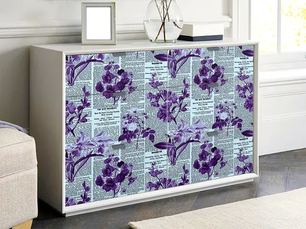 Autocolant mobila model ziare cu flori v4 1