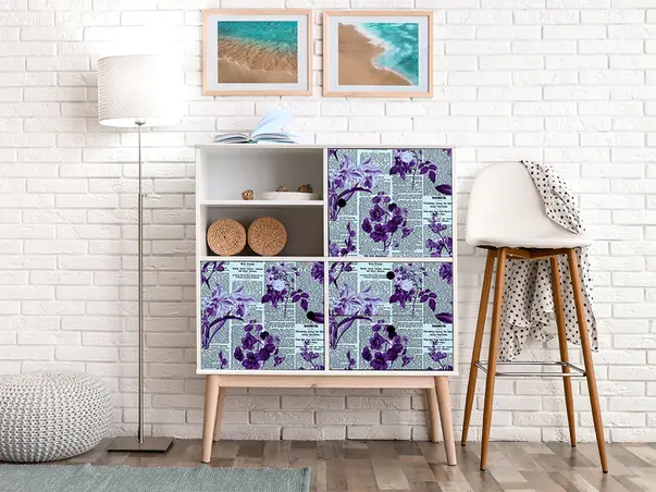 Autocolant mobila model ziare cu flori v4 2