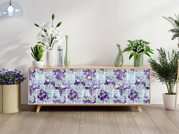 Autocolant mobila model ziare cu flori v4 3