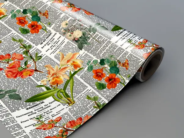 Autocolant mobila model ziare cu flori v6 4