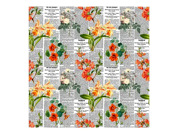 Autocolant mobila model ziare cu flori v6 5